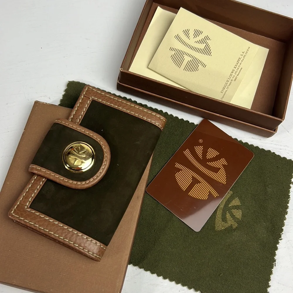 Auth. LOEWE KNAPPE Suede Leather 6 Ring Key Holder brown wallet vtg w.box unisex